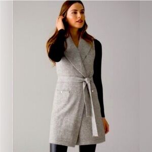 White House Black Market Gray Tie-Front Sweater Vest Size Small